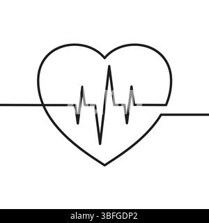 Herzschlag-Symbol. Puls-Herzschlag. Frequenzlinien-ekg isoliert auf weißem Hintergrund. medizinisches ekg. Line Art Herz-Kreislauf-Herd. Gesundes Leben. Überwachen Stock Vektor
