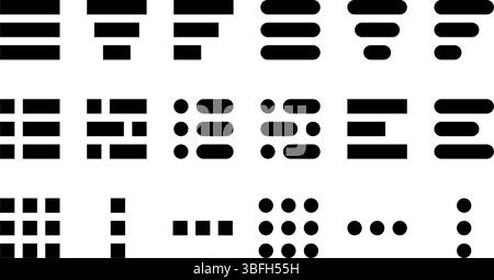 Satz von Symbolen im Hamburger-Menü für die Navigation auf der Website. Webtasten im Burger-Stil auf weißem Hintergrund. Dropdown-Elemente für die Benutzeroberfläche der mobilen Anwendung. Vektorgrafik. Stock Vektor