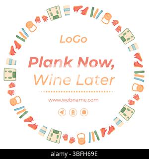 Buntes Fitness-Banner Mit Ausrüstung Stock Vektor