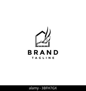 Logodesign Des Strong Deer Geweih House. Hirschgeweihe Wachsen Aus Dem Inside House Logo Design. Stock Vektor