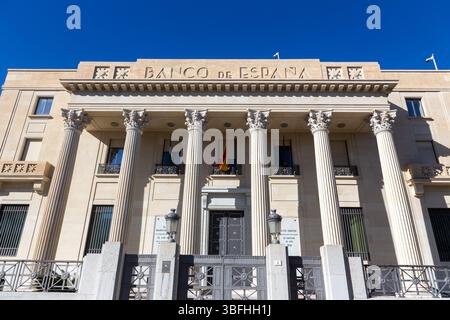 Banco de Espana spanische Zentralbank Außenfassade, Gebäudeeingang, Avenue de Cervantes Costa Del Sol, Provinz Malaga Andalusien Spanien Stockfoto