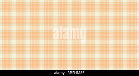 Hübsches Karomuster mit pfirsichfarbenem Hintergrund. Nahtloses, nahtloses Textil-Vektor-Schottenmuster in Orange und Beige Farbpalette. Stock Vektor