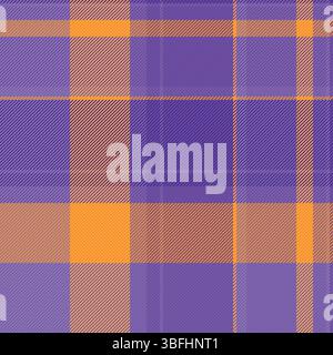 Lebendiges Schottenmuster mit auffälligen sich kreuzenden Linien in Lila und Orange. Ideal für Mode, Textildesign oder abstrakte Hintergründe. Vielseitig und edel Stock Vektor