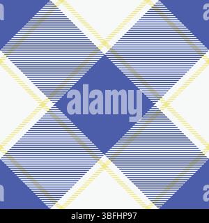 Leuchtendes Blau und blassgelbes Karomuster. Geometrisches Design, ideal für Textildrucke, Webseiten-Hintergründe oder Modeprojekte. Modern, sauber Stock Vektor
