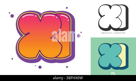 XI-Logo für Festival oder Party. Anfangsbuchstabe x und i im Graffiti-Stil. Kreativer, moderner Schriftname der Schrifttypografie. Kinder im Trend Stock Vektor