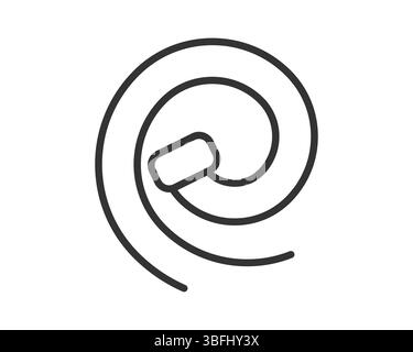 Minimalistisches Line Art Design mit wirbelnder, spiralförmiger Form. Nützlich für Konstruktionskonzepte, abstrakte Darstellungen oder einfache grafische Elemente. M Stock Vektor