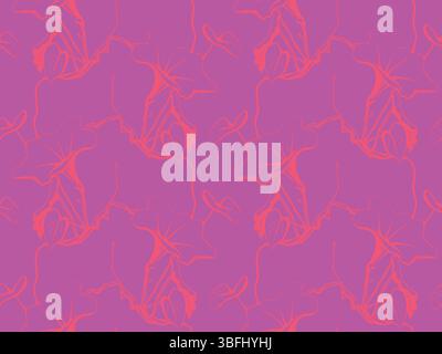 Abstraktes, nahtloses Muster aus korallenrosa Händen auf lila Hintergrund. Ein elegantes Grafikdesign, das Einheit, Verbindung oder Unterstützung, ID darstellt Stock Vektor
