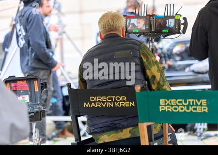 Wien, Österreich. Mai 2025. Dreharbeiten zur zweiten Staffel der Netflix-Serie „Crooks“ in der Minoritenkirche in Wien, Österreich, am 26. Mai 2025. Marvin KREN - 20250526 PD19621 Credit: APA-PictureDesk/Alamy Live News Stockfoto