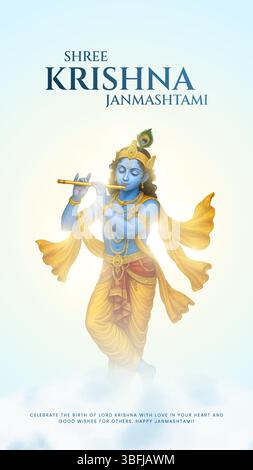 Glückliche Janmashtami mit farbenfrohen abstrakten Hintergrund Vektor-Illustration Design. Illustration für Krishna Janmashtami. Stock Vektor