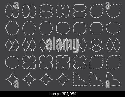 Kollektion mit gewellten Kanten und trendigen geometrischen Formen. Stock Vektor