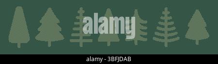 Gepunktete, geometrische Weihnachtsbaumkollektion. Set mit Antidesign-Elementen für Neujahrskarten Stock Vektor