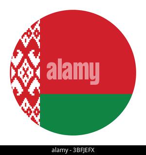 Flagge von Belarus. Weißrussland Kreisflagge Logo Symbol Computer Vektor Illustration Design. Stock Vektor