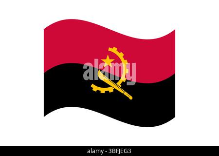 Flagge von Angola. Angola wellige Flagge digitale Vektor-Illustration. Flatterfahne. Stock Vektor