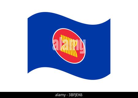 Flagge des Vereins südostasiatischer Nationen. Vereinigung südostasiatischer Nationen wellige Flagge digitale Vektor-Illustration. Flatterfahne. Stock Vektor