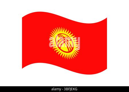 Flagge von Kirgisistan. Kirgisistan wellige Flagge digitale Vektor-Illustration. Stock Vektor