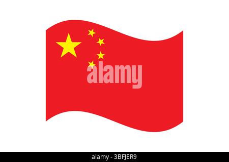 Flagge von China. China wellige Flagge digitale Vektor-Illustration. Flatterfahne. Stock Vektor