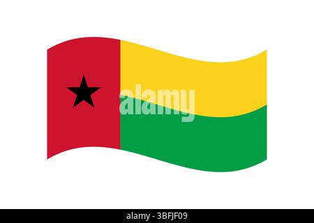 Flagge von Guinea-Bissau. Guinea-Bissau wellige Flagge digitale Vektor-Illustration. Stock Vektor
