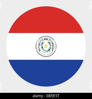 Flagge von Paraguay. Paraguay Kreisflagge Logo Symbol Computer Vektor Illustration Design. Stock Vektor