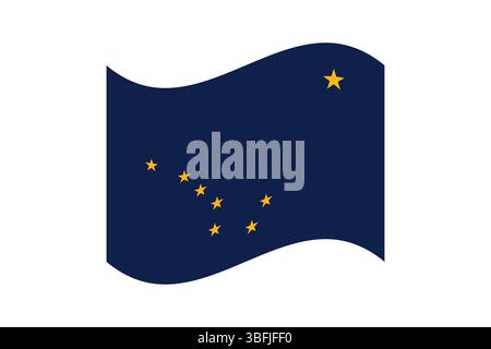 Flagge von Alaska. Alaska wellige Flagge digitale Vektor-Illustration. Flatterfahne. Stock Vektor