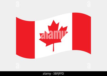 Flagge von Kanada. Digitale Vektor-Illustration der kanadischen Wellenflagge. Stock Vektor