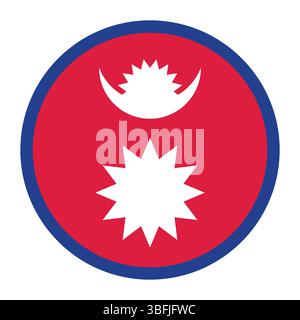 Flagge von Nepal. Nepal Kreis Flagge Logo Symbol Computer Vektor Illustration Design. Stock Vektor