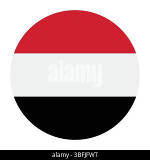 Flagge des Jemen. Jemen Kreisflagge Logo Symbol Computer Vektor Illustration Design. Stock Vektor