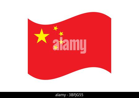 Flagge von China. China wellige Flagge digitale Vektor-Illustration. Flatterfahne. Stock Vektor