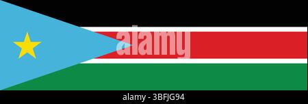 Flagge von Südsudan. Südsudan Flagge langes Banner digitale Vektor-Illustration. Stock Vektor