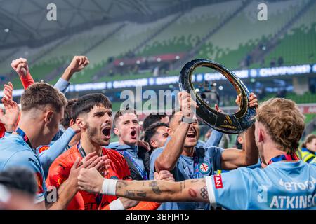 Melbourne, Australien. 31. Mai 2025. Patrick Beach, Torhüter des Melbourne City FC, feierte beim Sieg der Isuzu A-Leagues Men Championship im AAMI Park. Ergebnis: Melbourne City 1 - 0 Melbourne Victory Credit: SOPA Images Limited/Alamy Live News Stockfoto