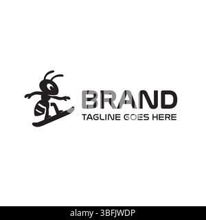 Logo Der Marke Black Ant Surfing Stock Vektor