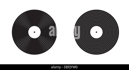 Old School Schallplatten DJ Plattenspieler Set Vintage LP Musik Discs für Disco oder Techno Party Nostalgie 70er 80er 90er Jahre Thema Vektor Kunst isoliert Stock Vektor
