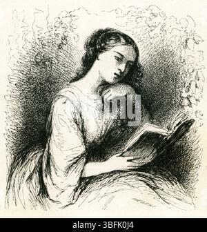 Contemplative Reader - 1843 Reise ou il vous Plaira romantische Illustration Stockfoto