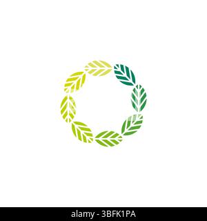 Design Mit Kreisförmigem Bio-Blatt-Logo Stock Vektor