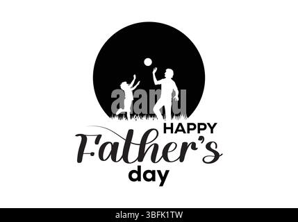 Silhouette-Illustration zum Happy Vathers Day mit Vater und Kind spielen Stock Vektor