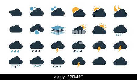 Cloud-Symbolsatz – Speicher-, Computing-, Upload- und Netzwerksymbole Stock Vektor