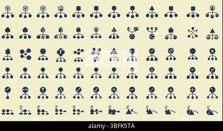 Netzwerk-Symbolsatz – Symbole für Konnektivität, Internet, Daten und Kommunikation Stock Vektor
