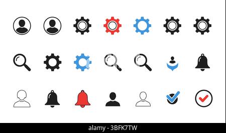 Benutzersymbolgruppe – Symbole für Profil, Konto, Person und Avatar Stock Vektor