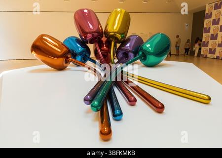 Museum Ausstellung Tulpen im Guggenheim Museum in Bilbao Spanien Stockfoto