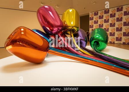 Museum Ausstellung Tulpen im Guggenheim Museum in Bilbao Spanien Stockfoto