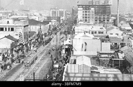 Vintage-Foto von Ginza 4-Chome nach dem Großen Kanto-Erdbeben in Tokio, Japan - 1923 Stockfoto