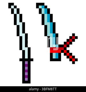 Samurai-Schwert im Pixel-Art-Stil Stock Vektor