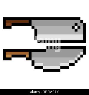 Metzgermesser im Pixel-Art-Stil Stock Vektor