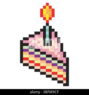 Geburtstagskuchen, Pixelgrafik Stock Vektor