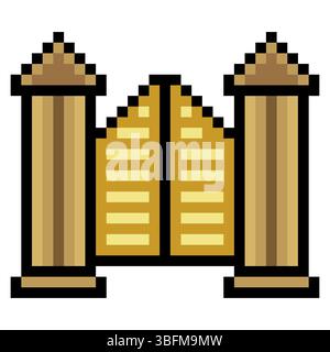 Illustration des Haustorgebäudes in Pixelkunst Stock Vektor