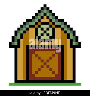 Bauernhaus im Pixel-Art-Stil Stock Vektor