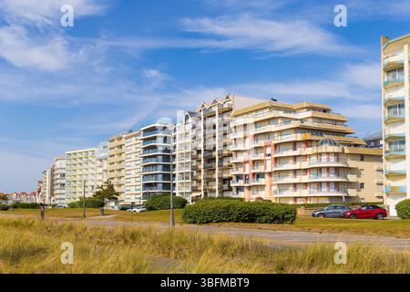 Ferienwohnung mit Blick auf den Strand in Le Touquet Paris Plage, Frankreich. Stockfoto