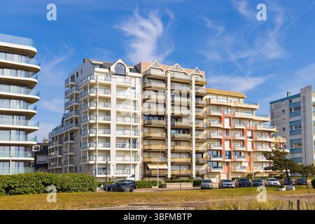 Ferienwohnung mit Blick auf den Strand in Le Touquet Paris Plage, Frankreich. Stockfoto