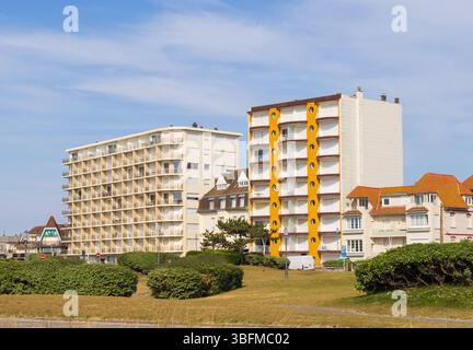 Ferienwohnung mit Blick auf den Strand in Le Touquet Paris Plage, Frankreich. Stockfoto