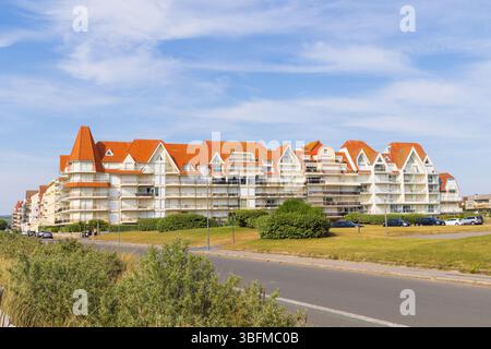 Ferienwohnung mit Blick auf den Strand in Le Touquet Paris Plage, Frankreich. Stockfoto
