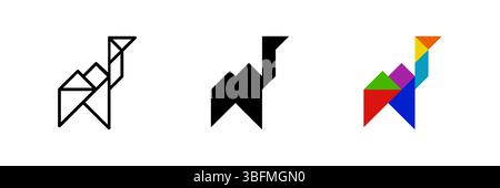 Kamel-Tangram-Symbol. Ideal für Puzzles oder Wüstentiere. Stock Vektor
